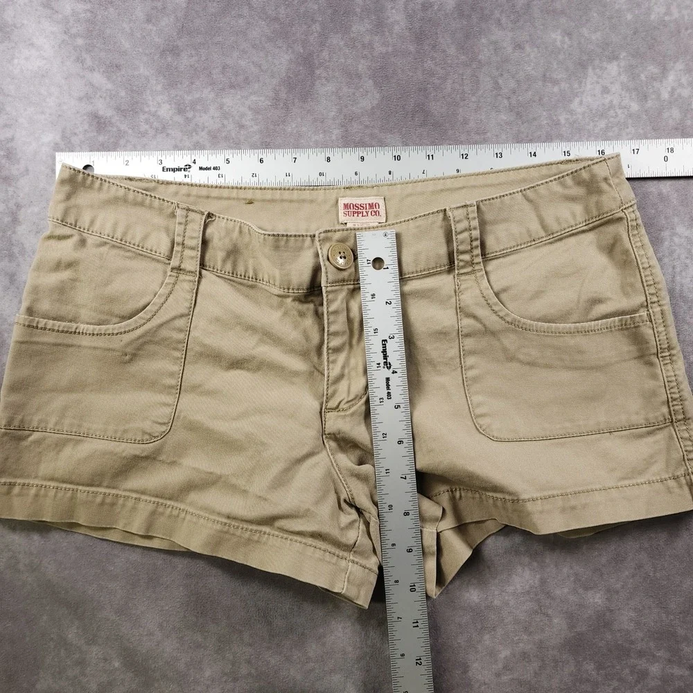 Y2K Messimo Micro Grunge Womens Shorts Size 11 Khaki Tan Cotton Stretch Fit 6